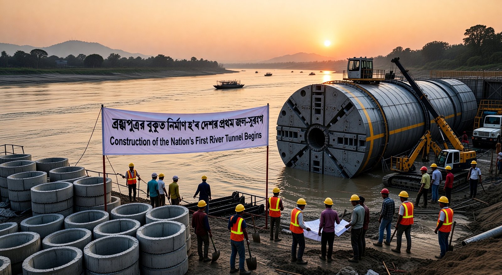 🚧 ঐতিহাসিক! ব্ৰহ্মপুত্ৰৰ বুকুত নিৰ্মাণ হ’ব দেশৰ প্ৰথম জল-সুৰংগ 🇮🇳